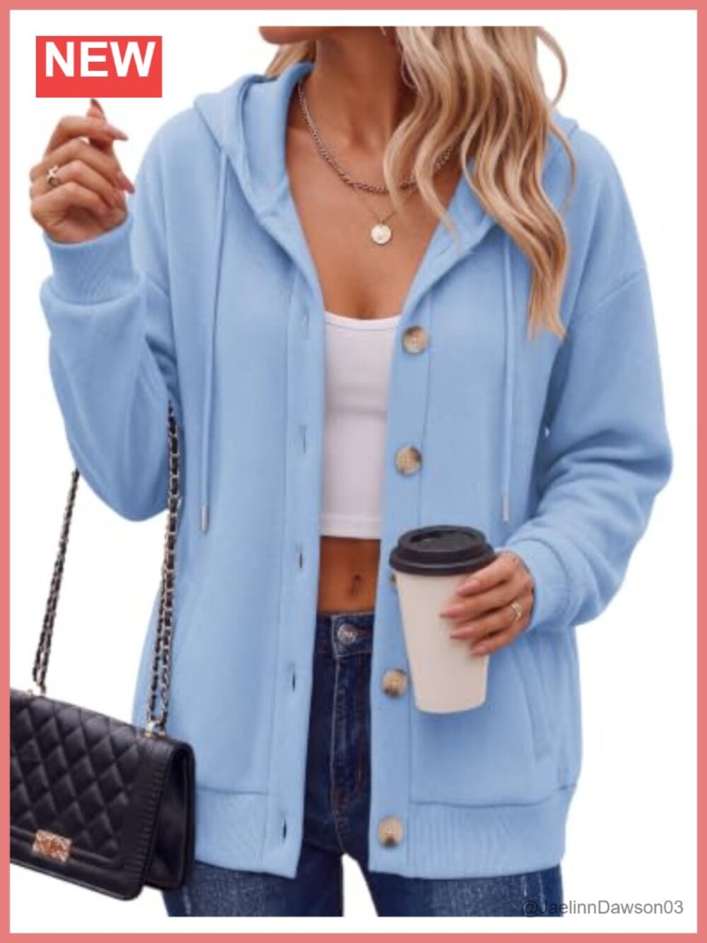 Women's Button Front Hoodie Oversized Fleece Sweatshirt with Pockets